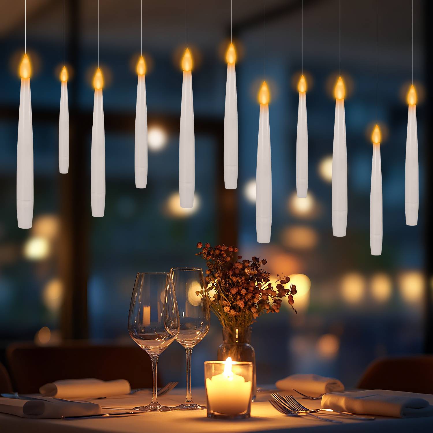 LED-Kerzen, 12 Stück Schwebende Kerzen, Flammenlose Led Kerzen mit Zauberstab Fernbedienung, Batteriebetriebene Kerze für Familie Hochzeit Party