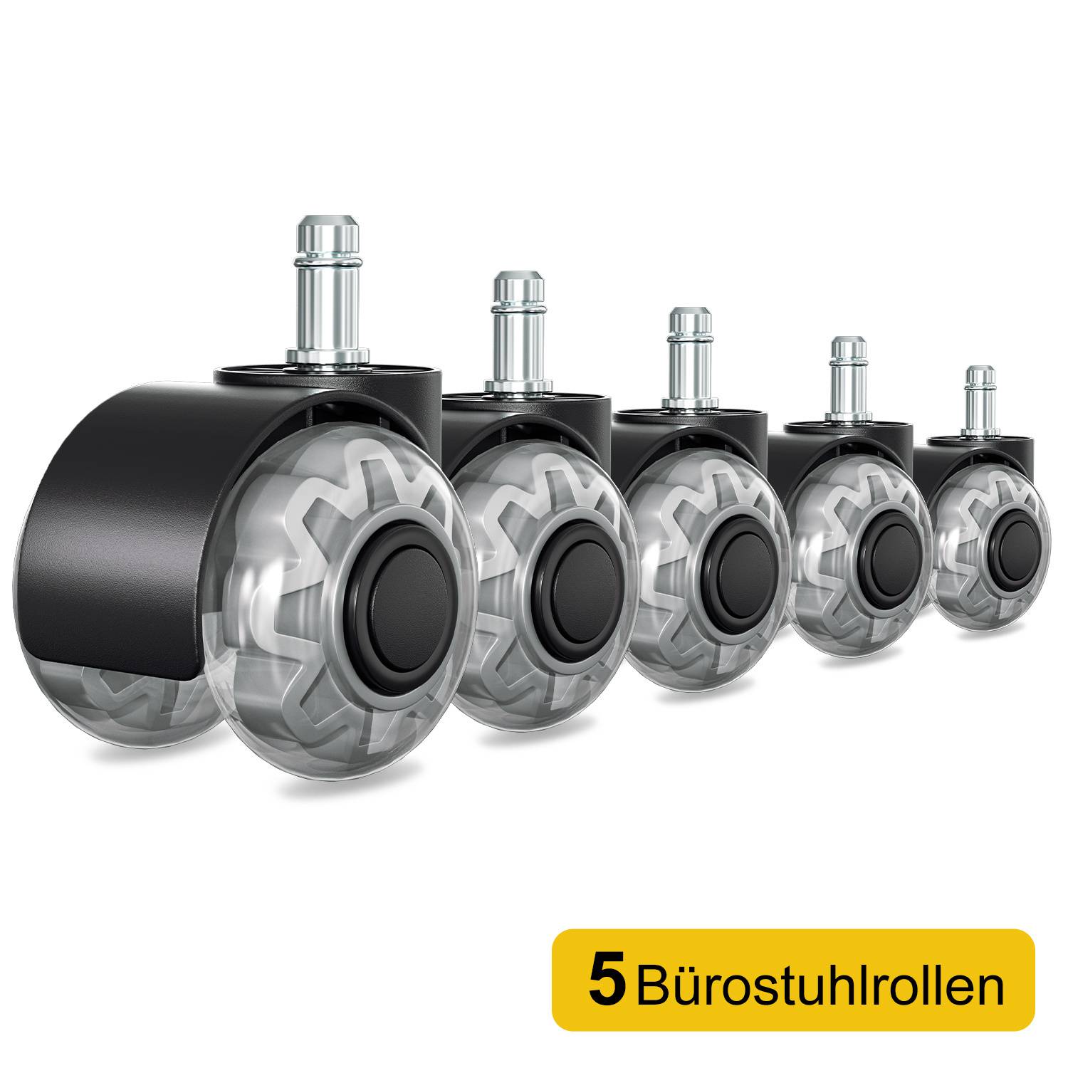 5x Hartbodenroller 11/50mm , auch für Weichboden,360° Bürostuhl Rollen Ersatzrollen,Ersatz Bürostuhlrollen Set in Schwarz
