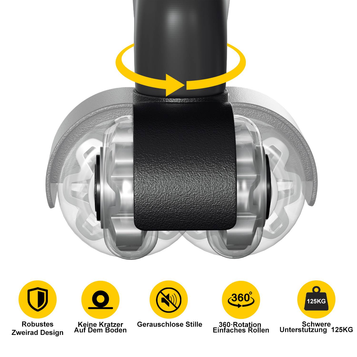 5x Hartbodenroller 11/50mm , auch für Weichboden,360° Bürostuhl Rollen Ersatzrollen,Ersatz Bürostuhlrollen Set in Schwarz