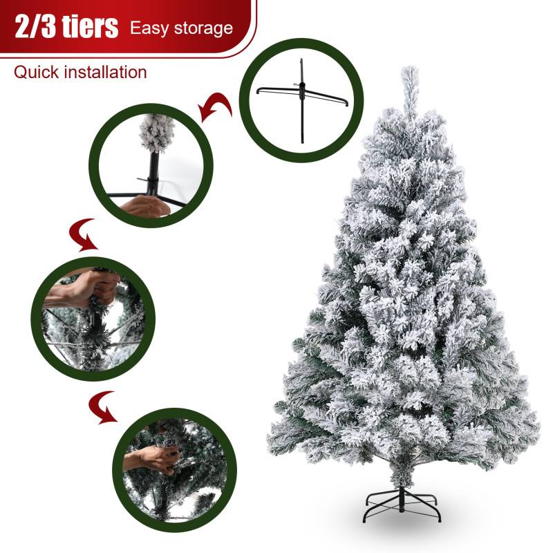 150cm künstlicher Weihnachtsbaum und weißem Schnee, für Weihnachten-Dekoration, Feuerbeständig, wiederverwendbare