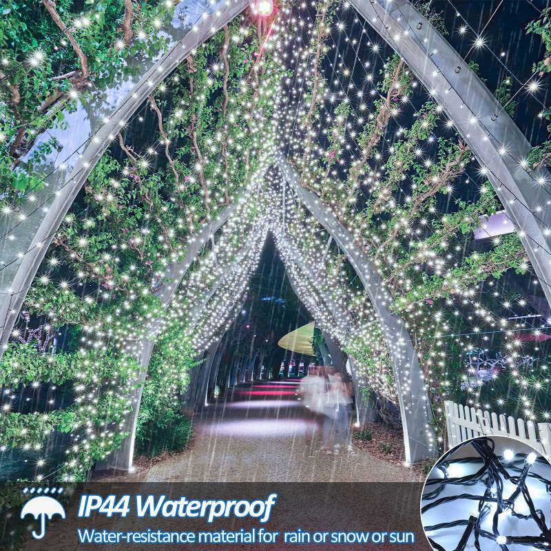 Lichterkette 20m 200LED 8 Lichtmodi Lichterketten für Party Weihnachten Hochzeit Deko, kaltweiß