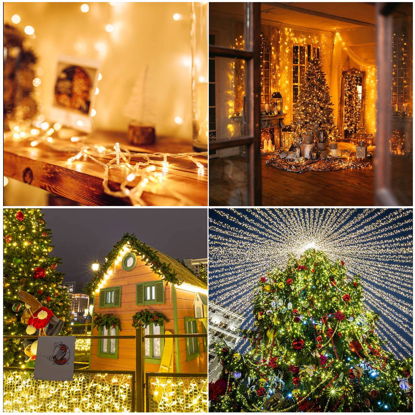 LED Lichterkette 30M 300LEDs IP44 mit 8 Modi für Innen & Außen Weihnachten Party Garten Bedienung Funkelnder Sterneffekt Deko Transparent Kabel Warm