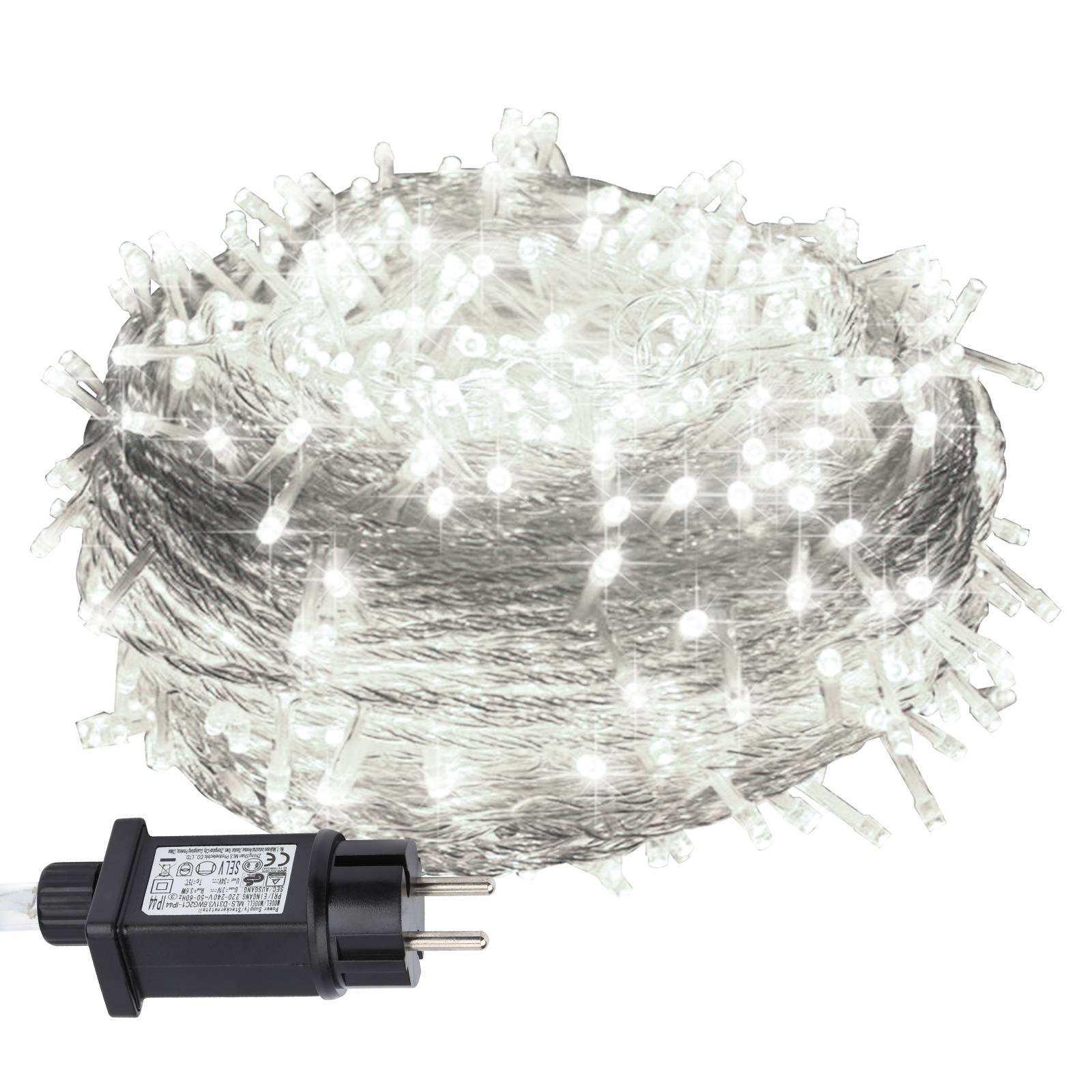 LED Lichterkette 200M 1000LEDs IP44 mit 8 Modi für Innen & Außen Weihnachten Party Garten Bedienung Funkelnder Sterneffekt Deko Transparent Kabel Ka