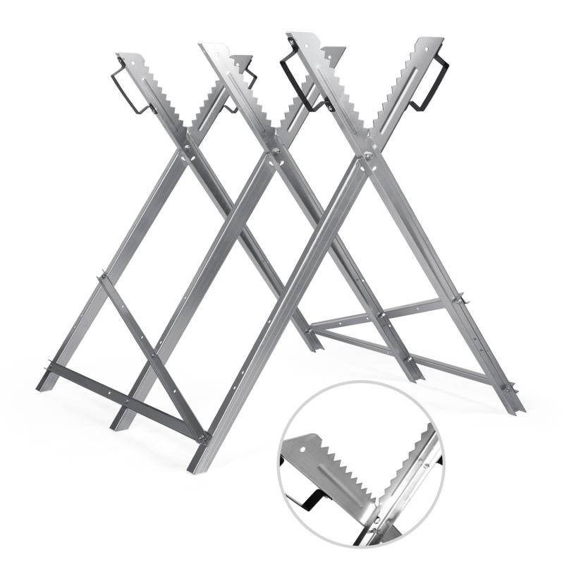 Sägebock klappbar, Silber 150kg, Holzschneidebock als Sägehilfe, verzinkt zusammenklappbarer Haltebock 3-fach