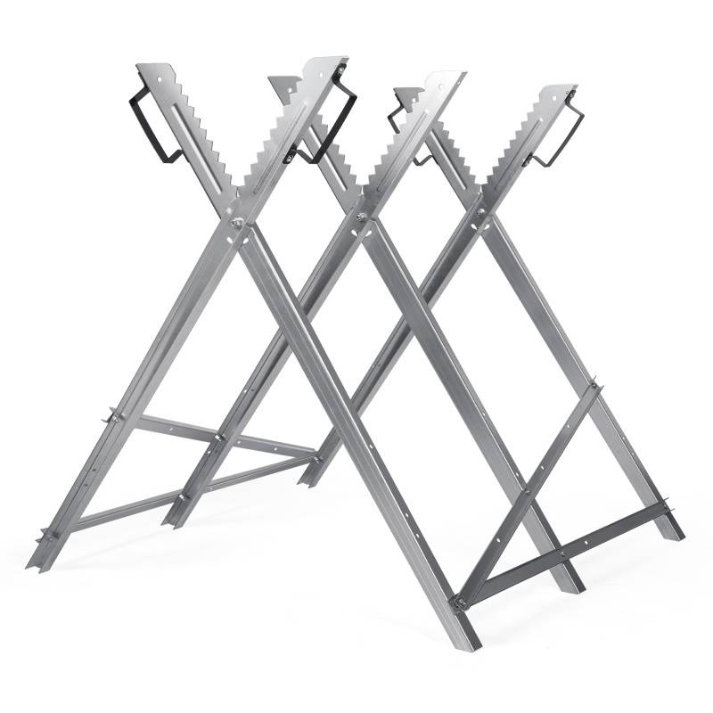 Sägebock mit 3 Haltern und Zahnung zusammenklappbarer bis 150 kg 79.5x82x80 cm Silber
