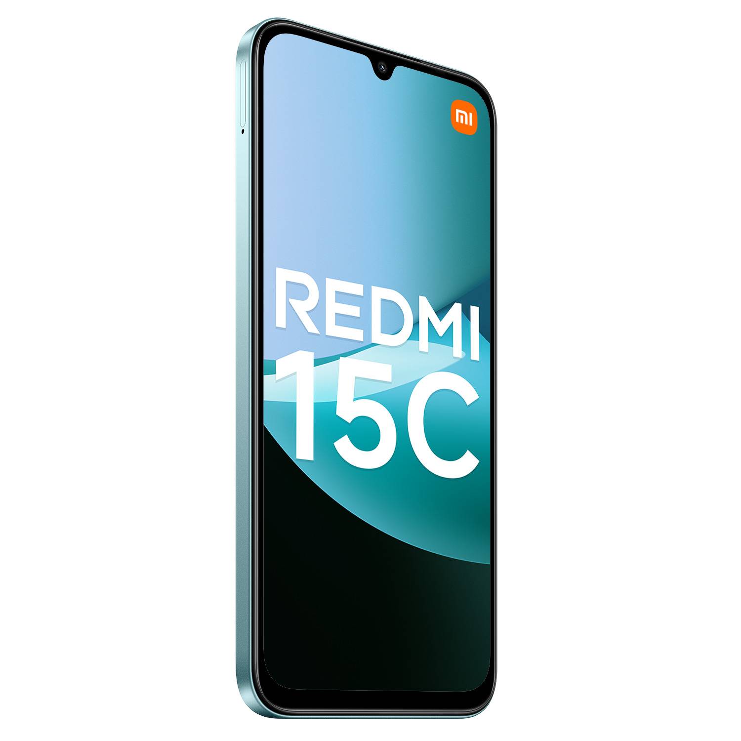 Xiaomi Redmi 15C Smartphone von vorne mit Wassertropfen-Notch und 
