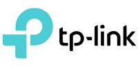 TP-Link-Logo mit einem türkisfarbenen abstrakten 