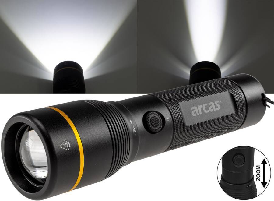 LED-Taschenlampe ARCAS mit Akku 23981 Leuchtmittel SMD-LED Ausführung 1x COB Lichtstrom 2000 Lumen Leuchtweite 250 m Leu