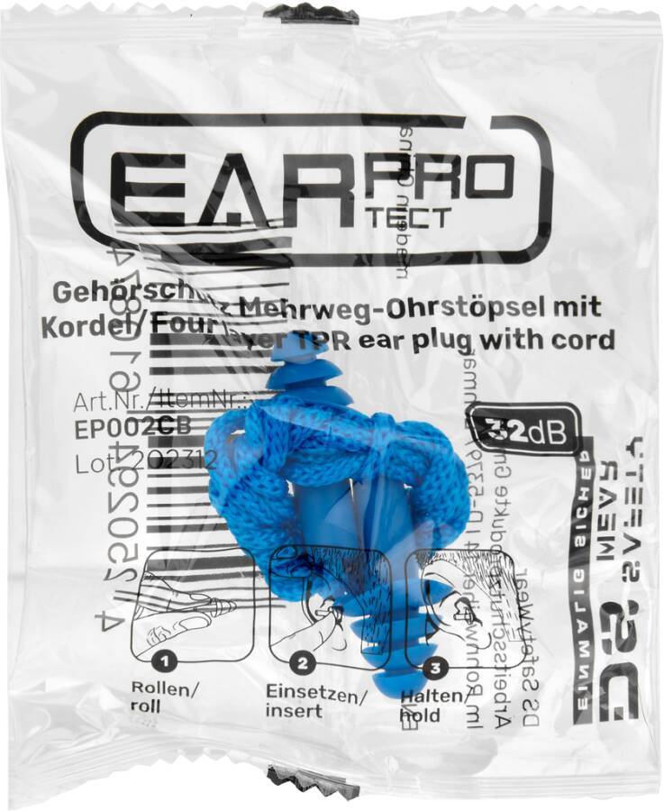 Gehörschutzstöpsel TPE mit Kordel EP002CB Größe uni Inhalt 1 Paar Stöpsel mit Kordel, im Polybeutel verpackt