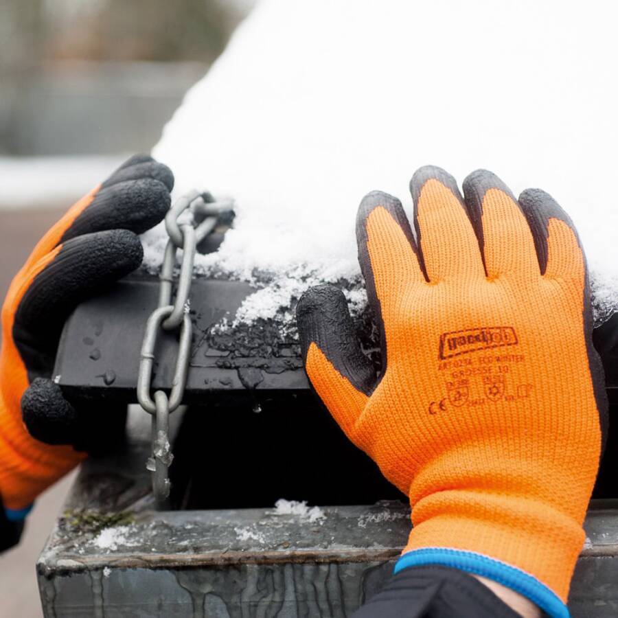 Kälteschutzhandschuh Eco Winter Goodjob® 71022908 Größe 08 Farbe orange/schwarz Trägermaterial Polyester Gauge 7 Mat.-