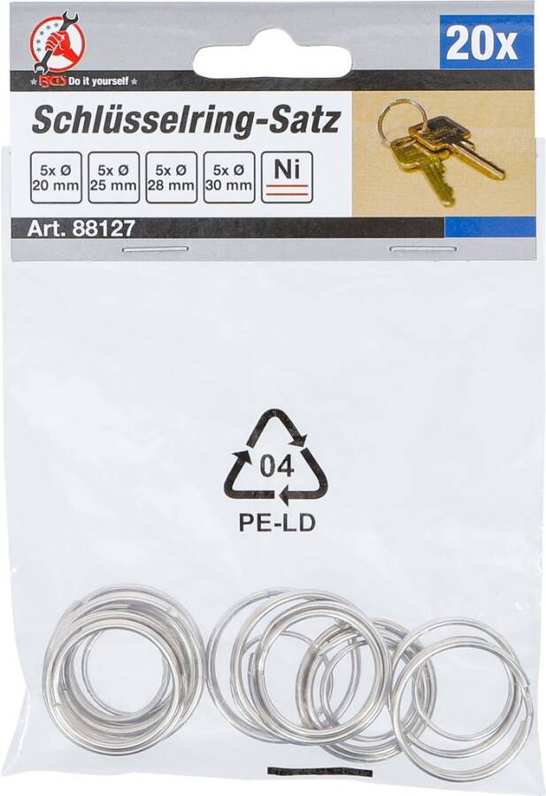 Schlüsselring-Sortiment 20-teilig 88127 Farbe silber