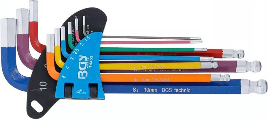 Sechskant-Winkelschraubendrehersatz Multicolour 9-tlg. 43639 Größe 1,5 - 10 Zoll Schenkellänge 78 - 170 mm Inhalt 9-tlg.