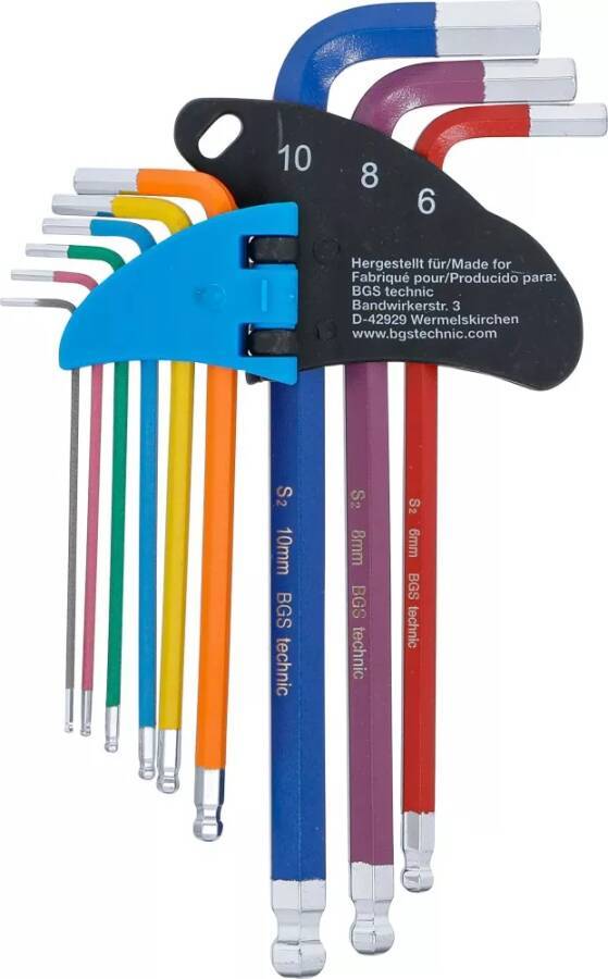 Sechskant-Winkelschraubendrehersatz Multicolour 9-tlg. 43639 Größe 1,5 - 10 Zoll Schenkellänge 78 - 170 mm Inhalt 9-tlg.
