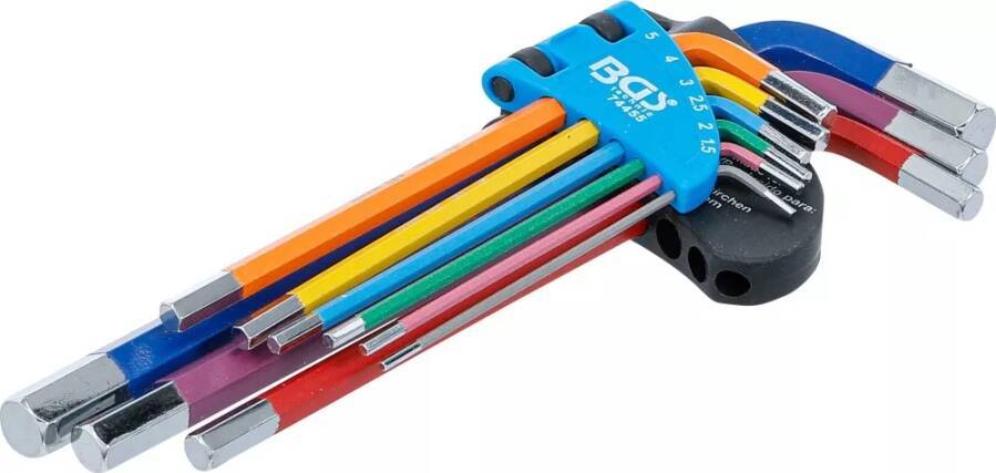 Sechskant-Winkelschraubendrehersatz Multicolour 9-tlg. 43639 Größe 1,5 - 10 Zoll Schenkellänge 78 - 170 mm Inhalt 9-tlg.
