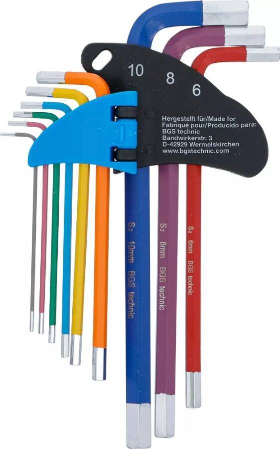 Sechskant-Winkelschraubendrehersatz Multicolour 9-tlg. 43639 Größe 1,5 - 10 Zoll Schenkellänge 78 - 170 mm Inhalt 9-tlg.