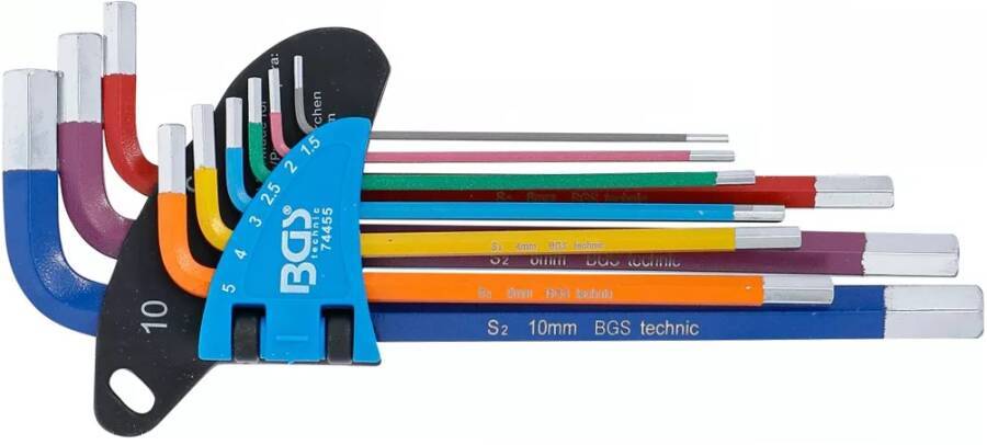 Sechskant-Winkelschraubendrehersatz Multicolour 9-tlg. 43638 Größe 1,5 - 10 Zoll Schenkellänge 78 - 170 mm Inhalt 9-tlg.