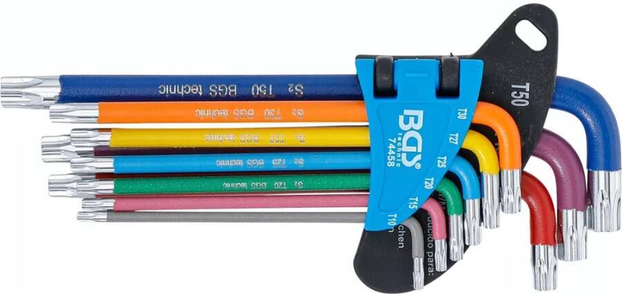 TORX®-Winkelschraubendrehersatz Multicolour T-Profil 9-tlg. 43643 Größe T10 - T50 T Schenkellänge 86 - 152 mm Inhalt 9 t