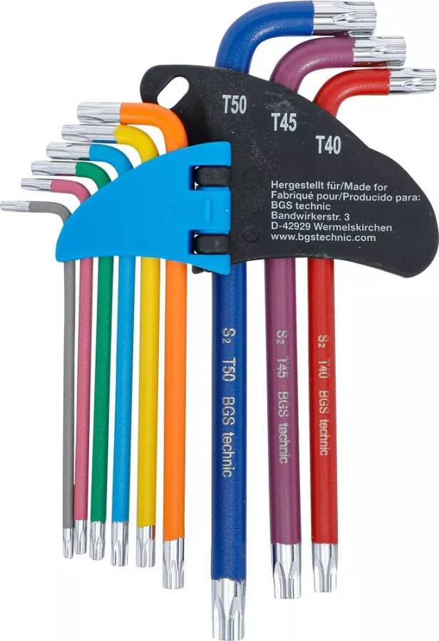 TORX®-Winkelschraubendrehersatz Multicolour T-Profil 9-tlg. 43643 Größe T10 - T50 T Schenkellänge 86 - 152 mm Inhalt 9 t