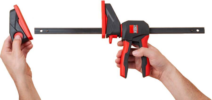 Einhandzwinge EZ 360 mit drehbarem Griff EZ360-15 Spannweite 150 mm Ausladung 80 mm Spreizweite (e) 195-315 mm Schiene 1