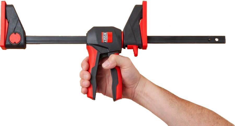 Einhandzwinge EZ 360 mit drehbarem Griff EZ360-15 Spannweite 150 mm Ausladung 80 mm Spreizweite (e) 195-315 mm Schiene 1