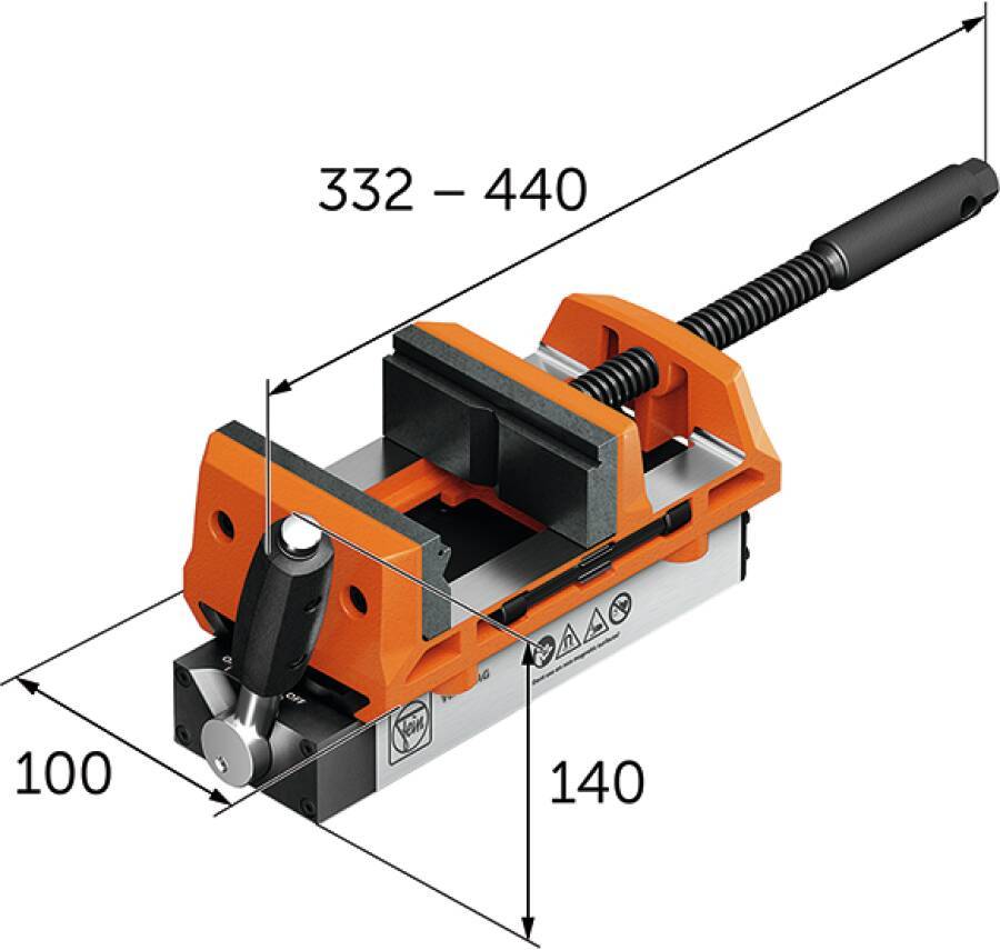 Magnetschraubstock VersaMAG 90701003020 Backenbreite 100 mm Spannweite 108 mm Spannkraft 7800 N Gewicht 7,25 kg