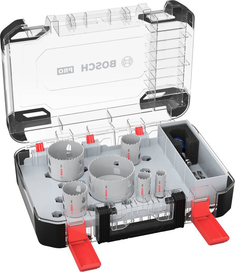 Lochsägenset PRO HSS Kobalt Multi Material Plus 2608594424 Ausführung Elektriker-Set 9-tlg. Setinhalt 6 x Lochsägen Ø 19
