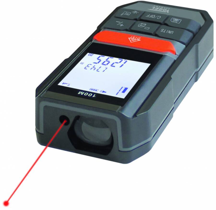 Laser-Entfernungsmesser 140134 Opt. - Lieferumfang Tasche mit Gürtel- und Handschlaufe, 2x 1,5 V Batterie Typ AAA, Bedie