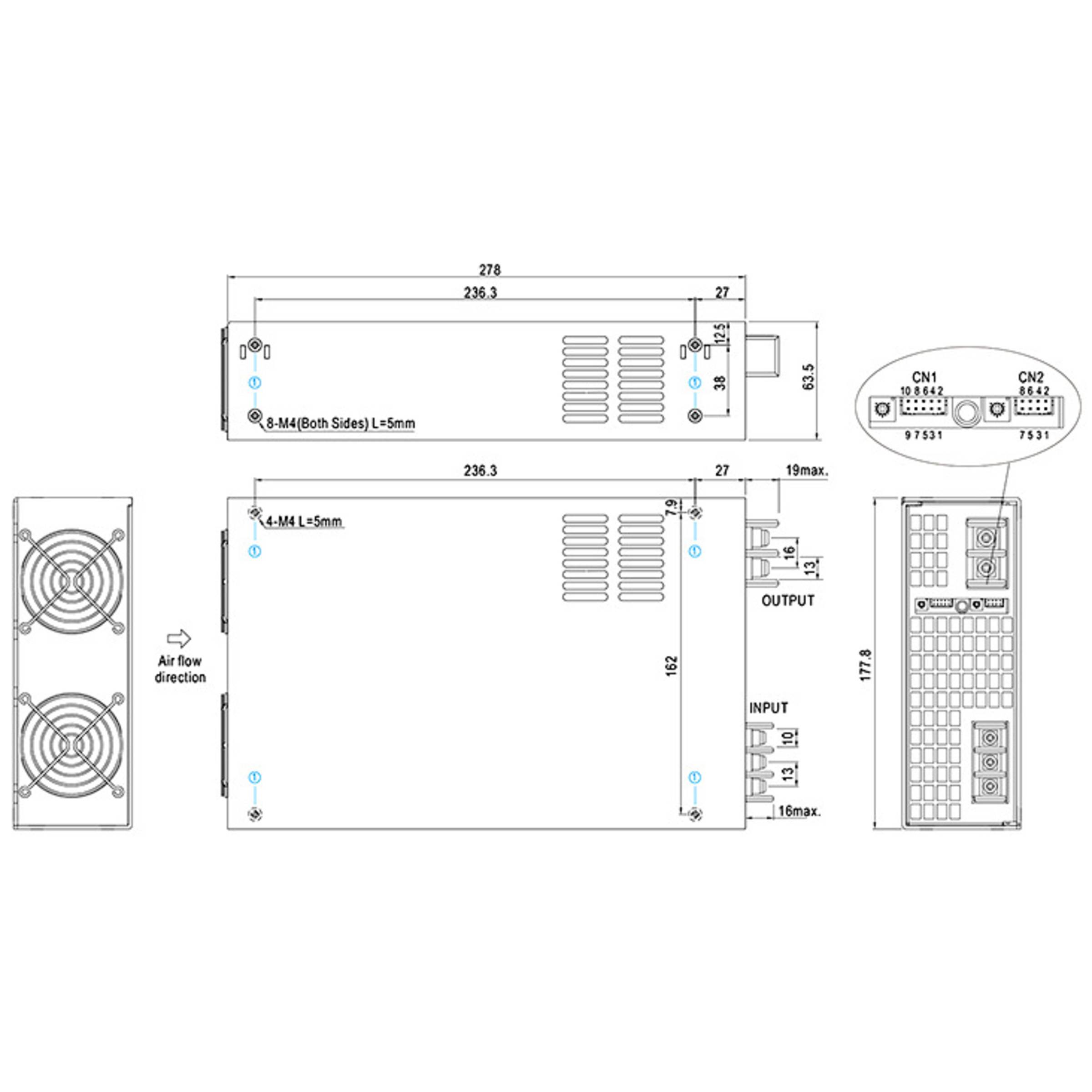 MEANWELL CSP-3000-400, AC-DC-Schaltnetzteil, geschlossen, 3000W 400V 7,5A