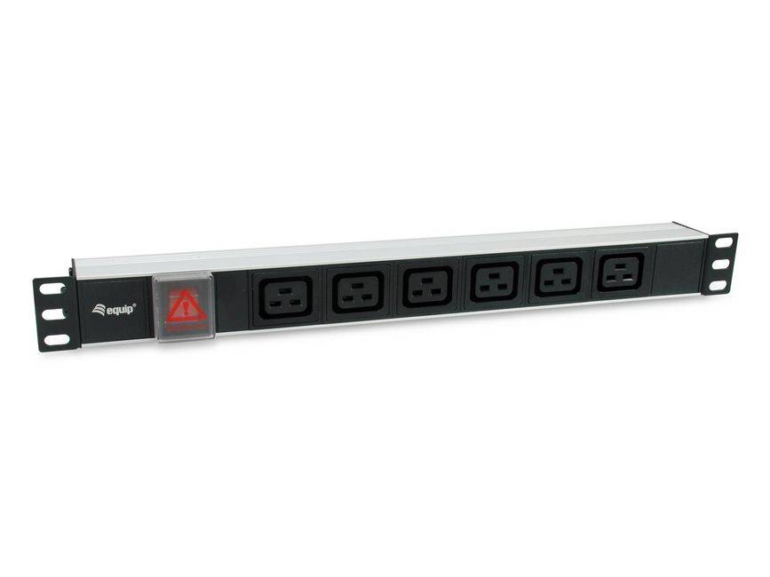 Equip 333319, 1U, Horizontal, Aluminium, Schwarz, 6 AC-Ausgänge, C19-Koppler