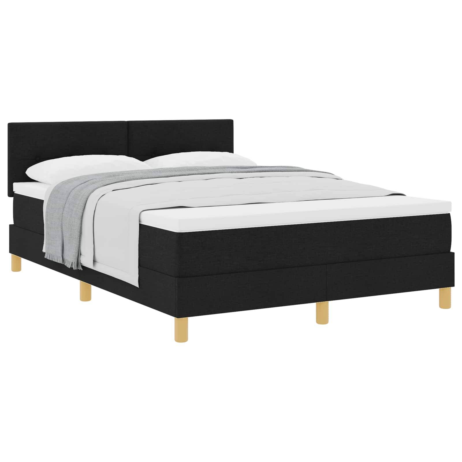 vidaXL Boxspringbett mit Kissen Schwarz 140 x 190 cm Stoff