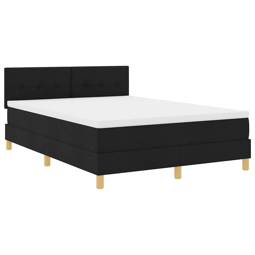 vidaXL Boxspringbett mit Kissen Schwarz 140 x 190 cm Stoff