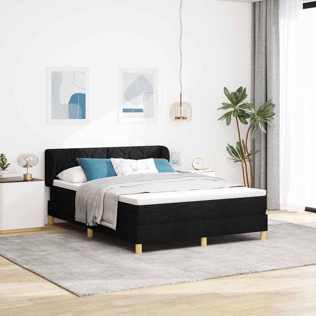 vidaXL Boxspringbett mit Matratze Schwarz 140 x 190 cm Stoff