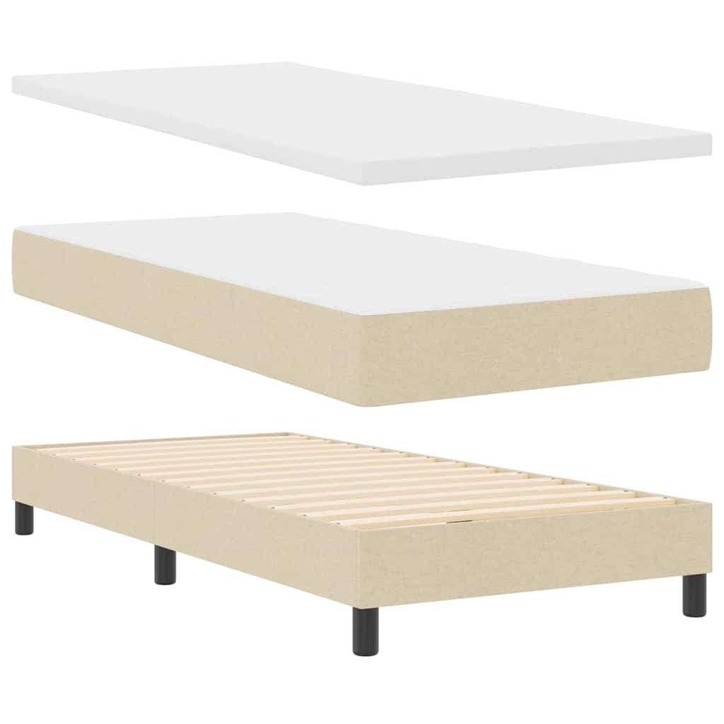 vidaXL Boxspringbett mit Matratze mit Kopfteil Creme 80 x 200 cm Stoff
