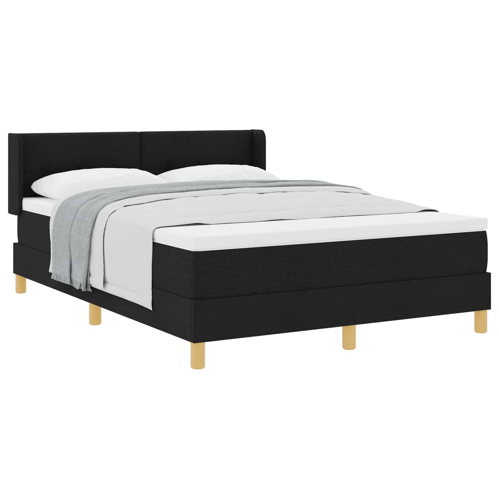 vidaXL Boxspringbett mit Kopfteil Schwarz 200 x 160 cm Stoff
