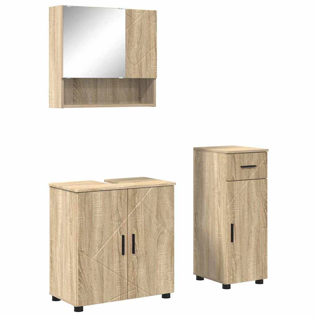 vidaXL Badezimmermöbel-Set 3 pcs Sonoma-Eiche Holzwerkstoff & Metall