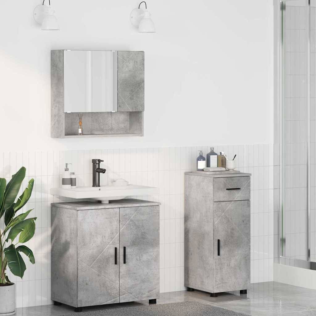vidaXL Badezimmermöbel-Set 3 pcs Beton Grau Holzwerkstoff & Metall