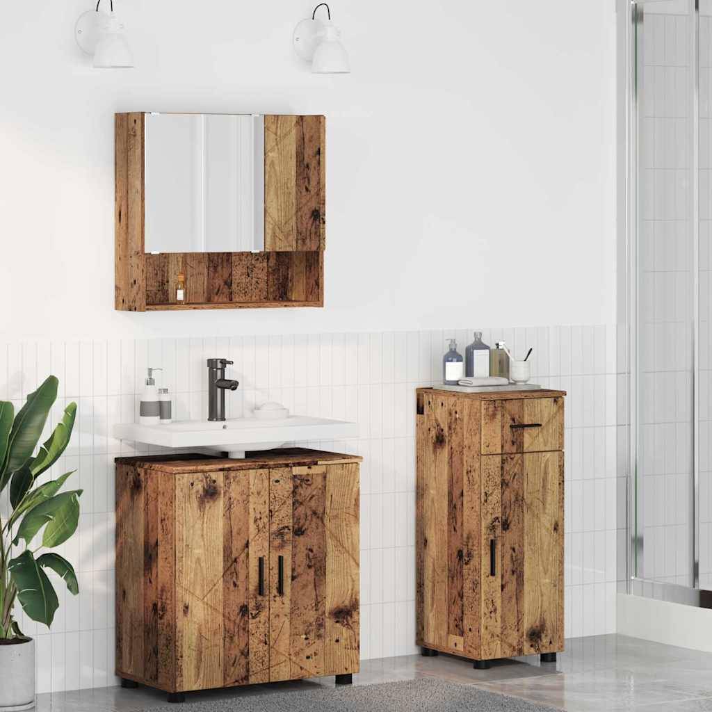 vidaXL Badezimmermöbel-Set 3 pcs Altholz Holzwerkstoff & Metall