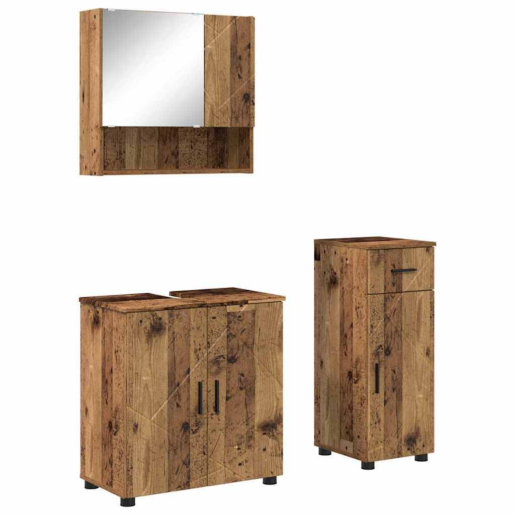 vidaXL Badezimmermöbel-Set 3 pcs Altholz Holzwerkstoff & Metall