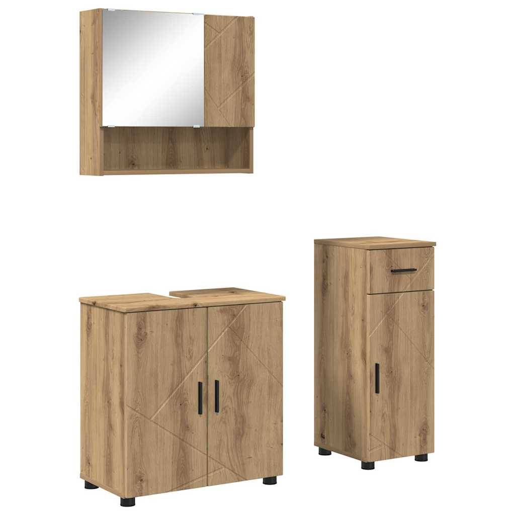 vidaXL Badezimmermöbel-Set 3 pcs Artisan-Eiche Holzwerkstoff & Metall