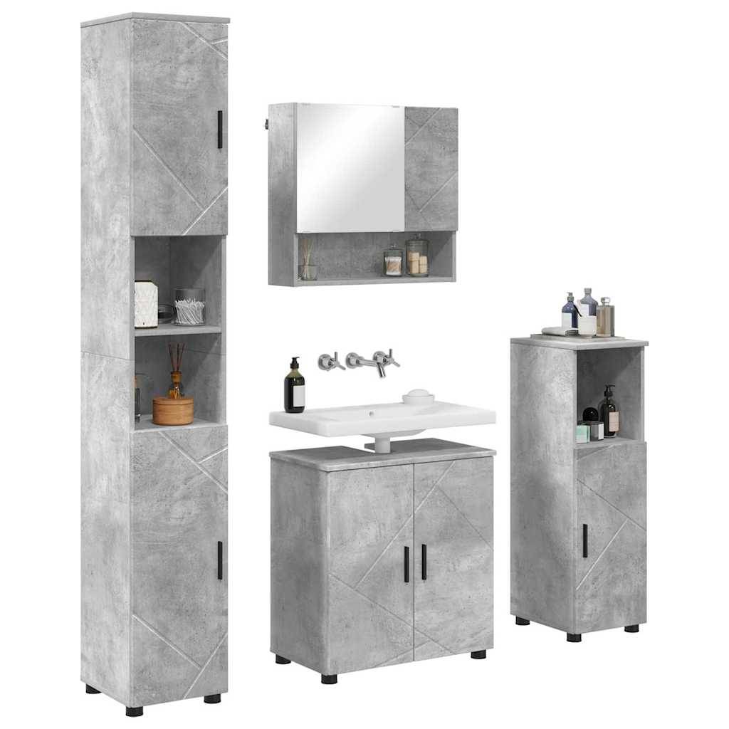 vidaXL Badezimmermöbel-Set 4 pcs Beton Grau Holzwerkstoff & Metall