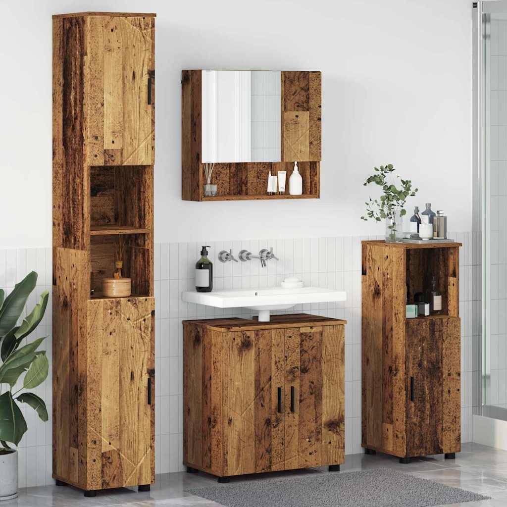 vidaXL Badezimmermöbel-Set 4 pcs Altholz Holzwerkstoff & Metall