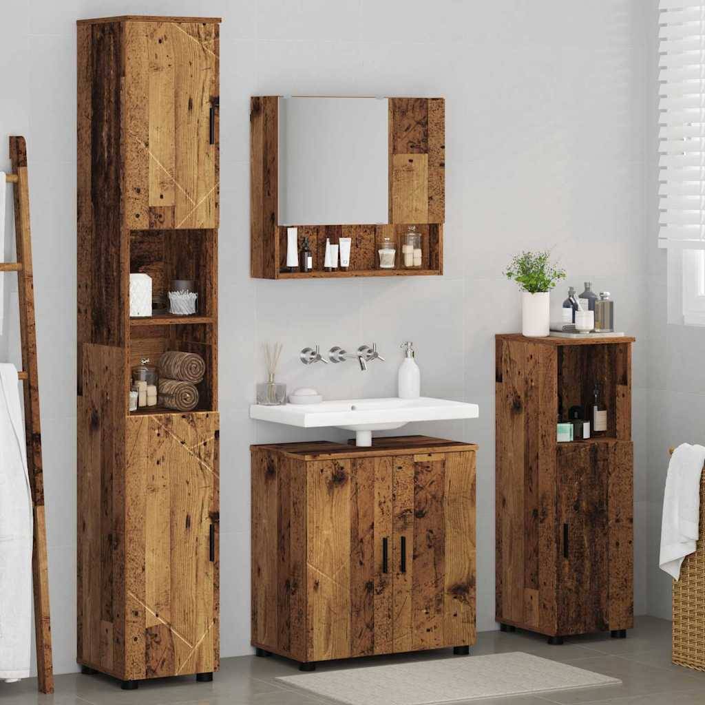 vidaXL Badezimmermöbel-Set 4 pcs Altholz Holzwerkstoff & Metall