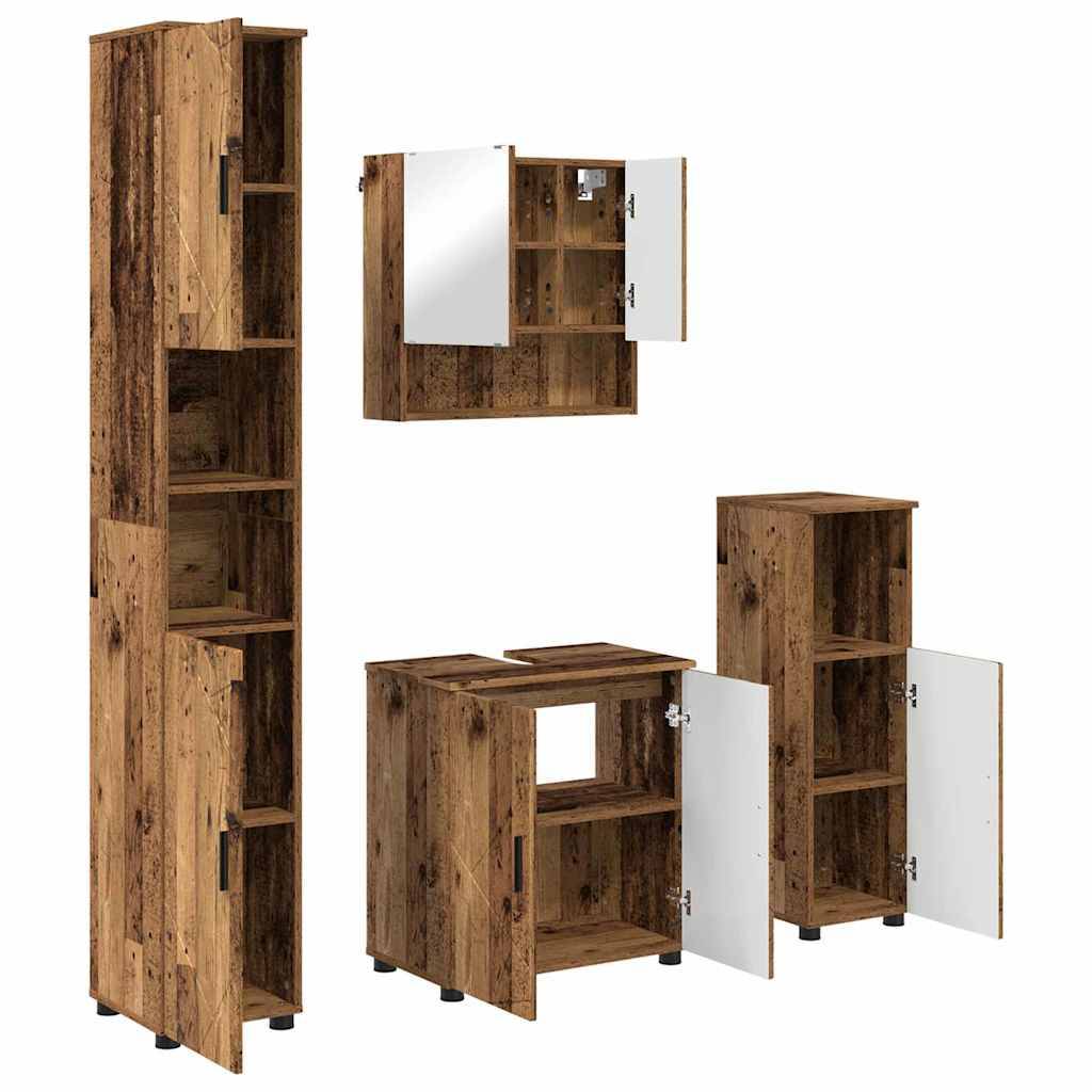 vidaXL Badezimmermöbel-Set 4 pcs Altholz Holzwerkstoff & Metall
