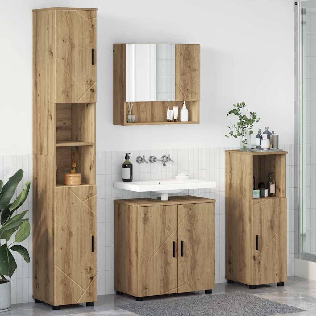vidaXL Badezimmermöbel-Set 4 pcs Artisan-Eiche Holzwerkstoff & Metall