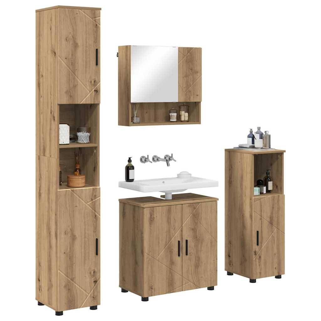 vidaXL Badezimmermöbel-Set 4 pcs Artisan-Eiche Holzwerkstoff & Metall