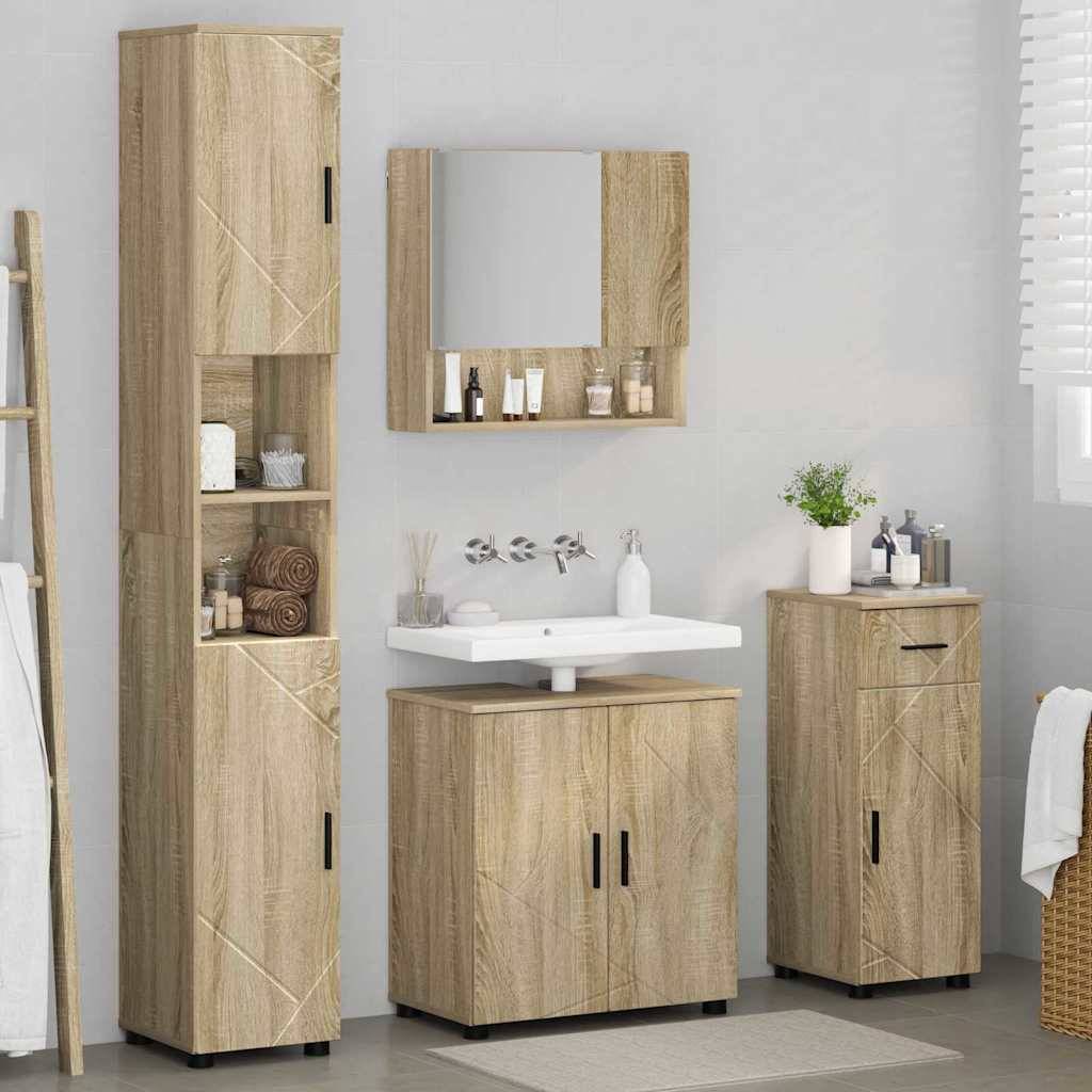 vidaXL Badezimmermöbel-Set 4 pcs Sonoma-Eiche Holzwerkstoff & Metall