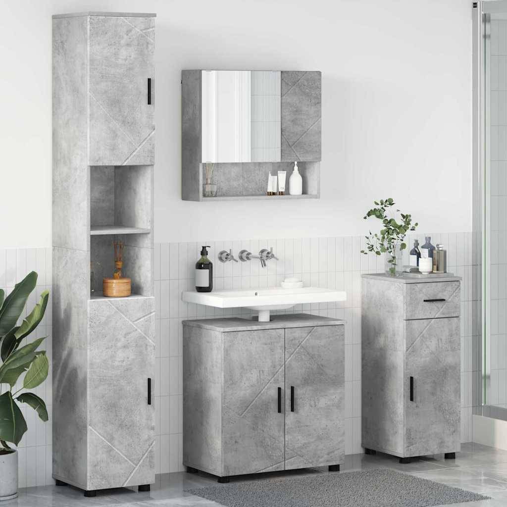 vidaXL Badezimmermöbel-Set 4 pcs Beton Grau Holzwerkstoff & Metall