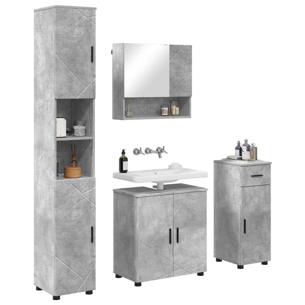 vidaXL Badezimmermöbel-Set 4 pcs Beton Grau Holzwerkstoff & Metall