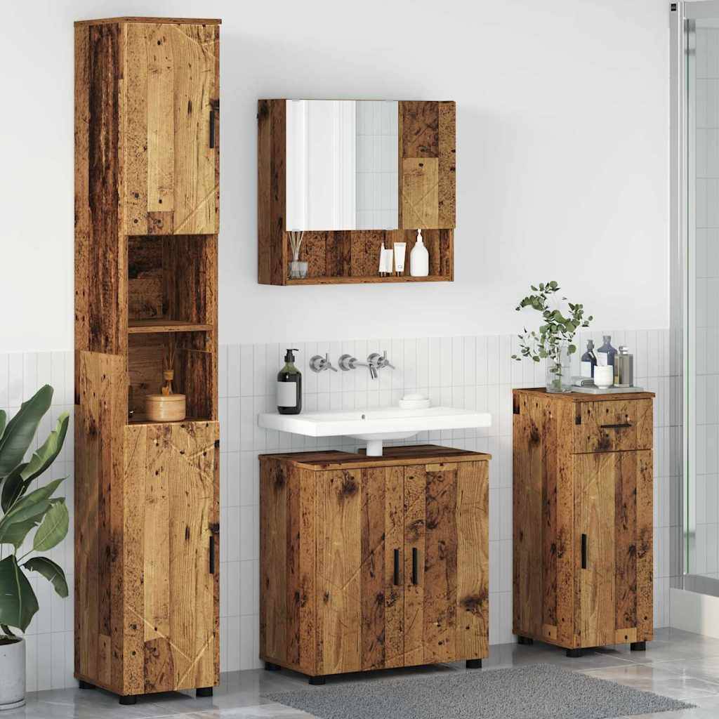 vidaXL Badezimmermöbel-Set 4 pcs Altholz Holzwerkstoff & Metall