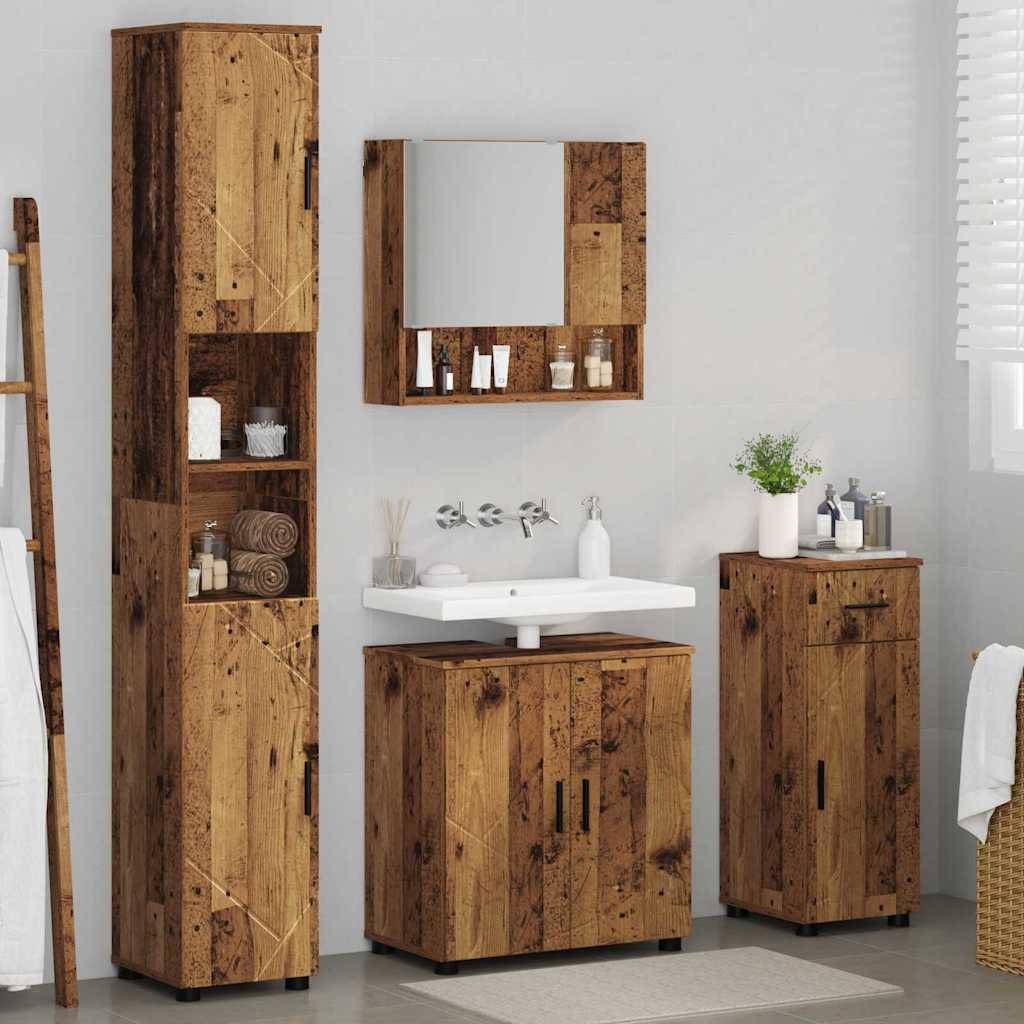 vidaXL Badezimmermöbel-Set 4 pcs Altholz Holzwerkstoff & Metall